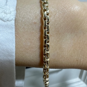 14k Gold Rolo Link Bracelet with Rolo Charm | Thick Belcher Chain Gold Bracelet, Sailor Lock Clasp, Puffy Rolo Charm | Mothers Day Gift