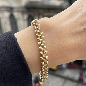14K Gold Ball Bracelet, Beads Bracelet, 14K Gold Bracelet, 14K Solid Bracelet, 14K Gold Mothers Day Bracelet, 14K Layering Bracelet 6,5-7 gr