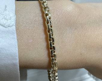 14k Gold Rolo Link Bracelet: Belcher Chain, Sailor Lock Clasp