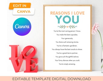 10 reasons i love you editable template, paper 1st anniversary gift for boyfriend, husband, partner, ten things i love about you printable
