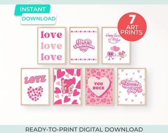 printable valentines day print decorations, valentine printable wall art, happy valentines gallery wall set, trendy valentine home decor set