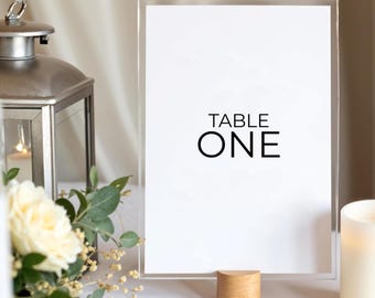 wedding table number sign template, individual editable table numbers for wedding reception, modern minimal wedding signage decor