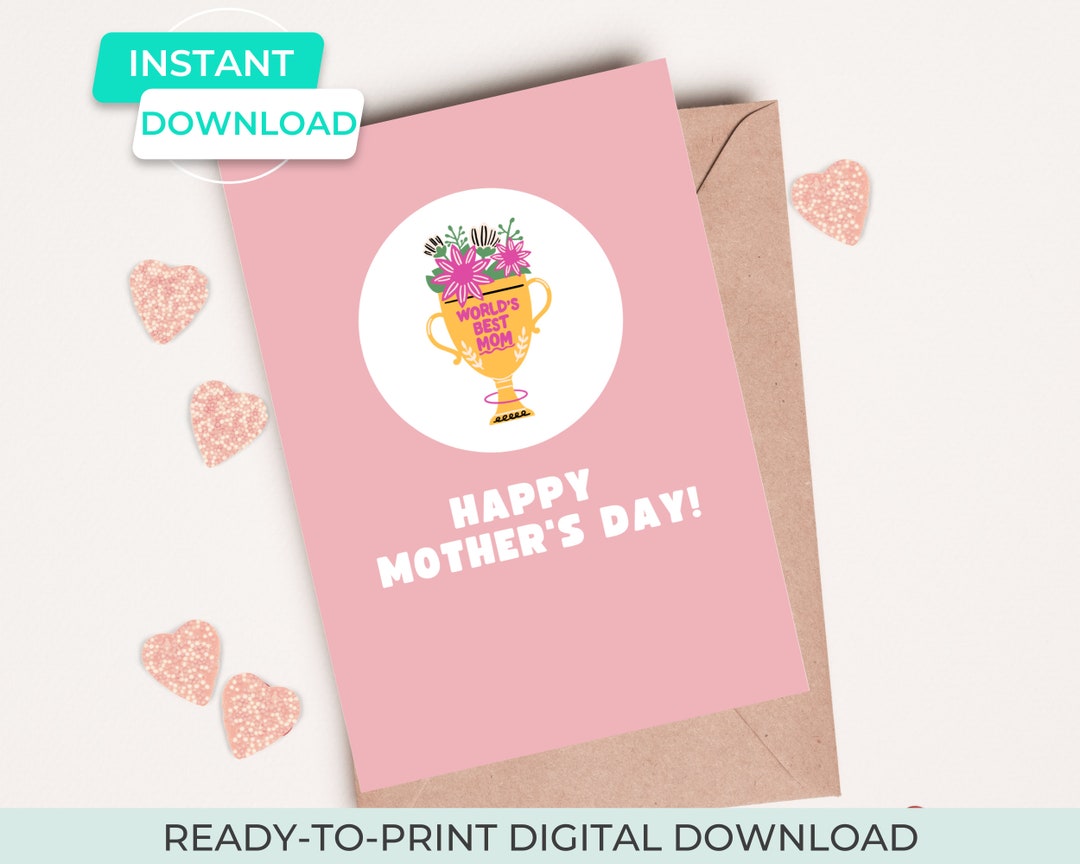 Printable Mothers Day Card From Daughter or Son, Happy Mothers Day Diy ...