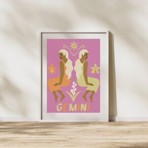 Gemini Zodiac Sign Print, Zodiac Print, Gemini star sign Decor, *DIGITAL DOWNLOAD*