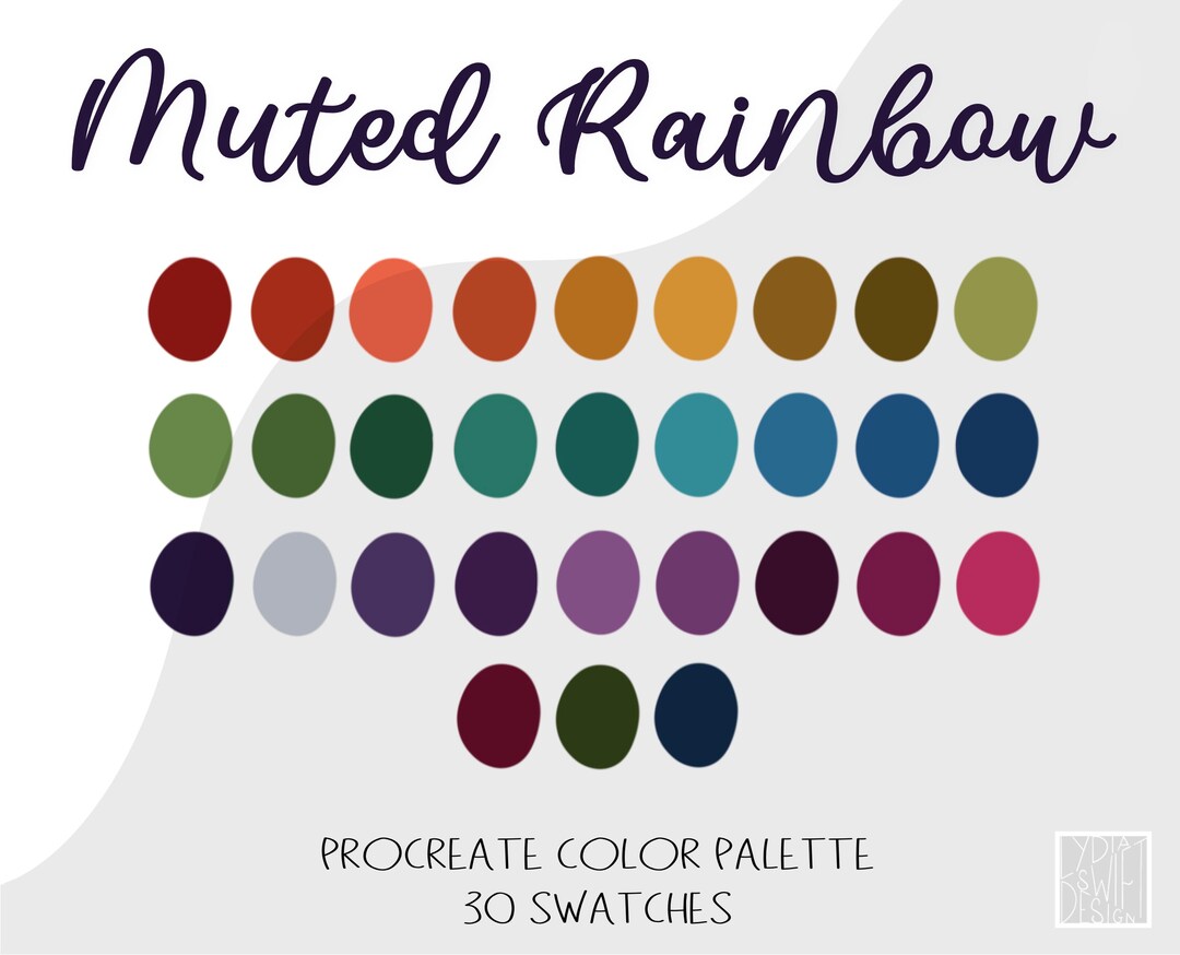Muted Rainbow Color Palette/ Procreate Swatches/ Digital Download Etsy