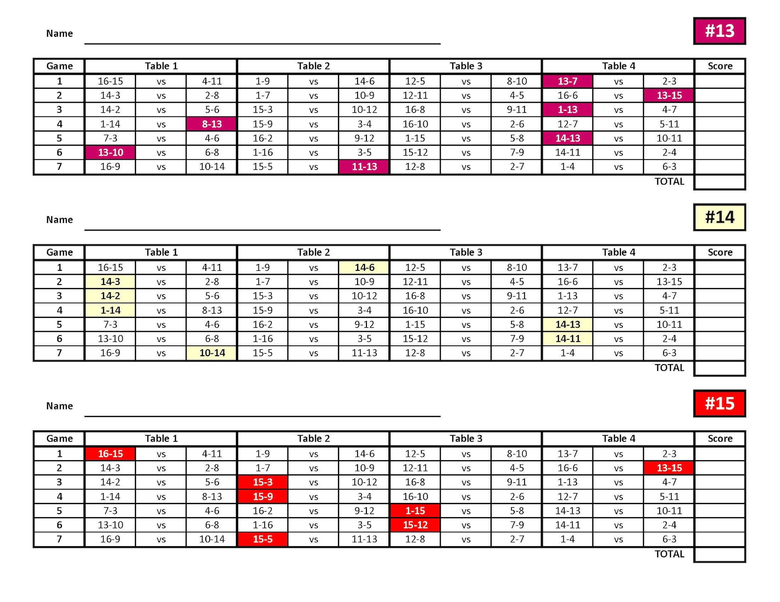 16 Player Euchre Rotation Chart.pdf 16-player Euchre Tournament Score Sheet and Rotations PDF Printable ...
