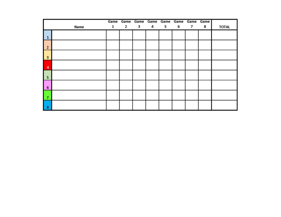 8 player Euchre Tournament Score Sheet And Rotations PDF Printable
