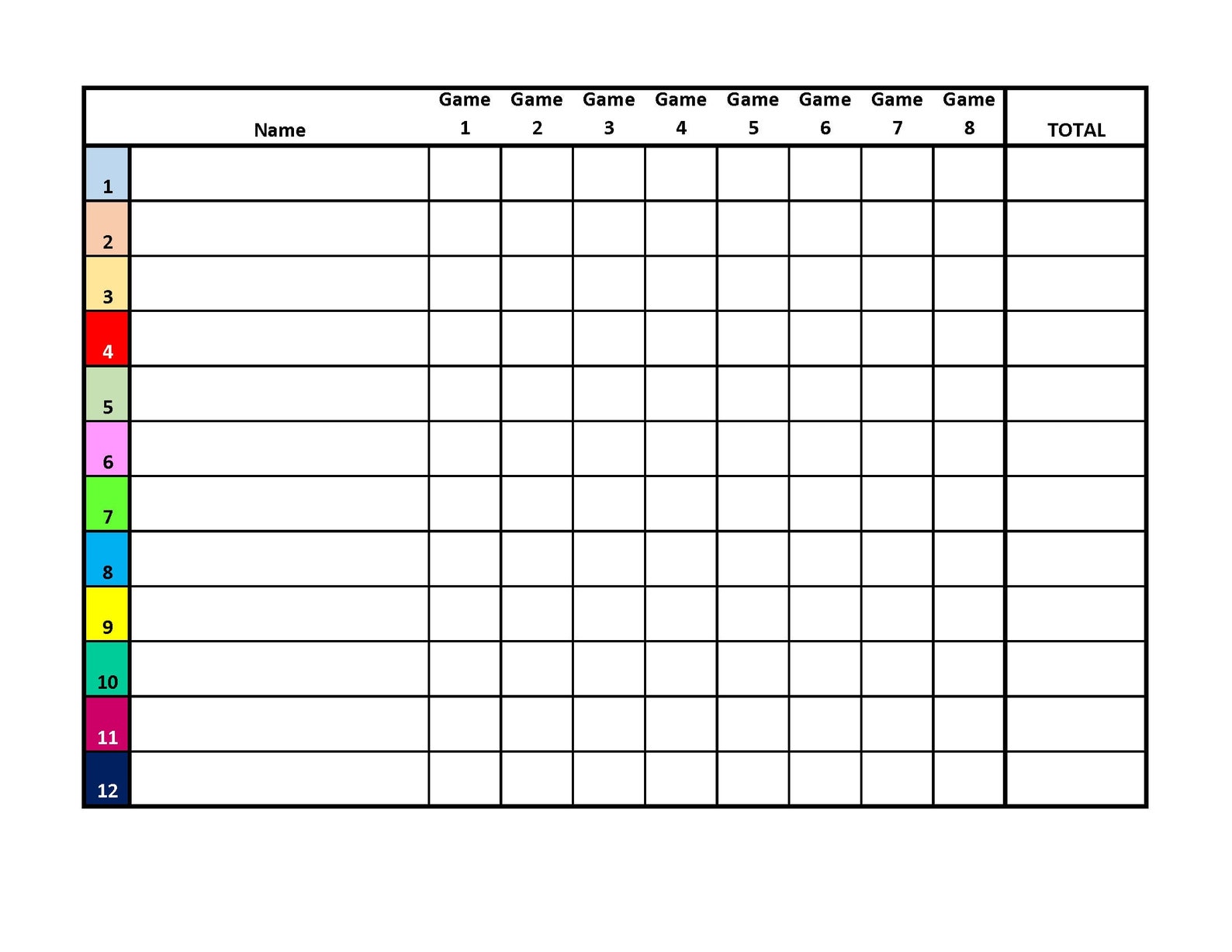 12 player Euchre Tournament Score Sheet And Rotations PDF Printable 