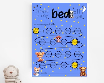 Blijf in bed beloningsgrafiek / bedtijdgrafiek / blijf in bedgrafiek / beloningsgrafiek / slaapgrafiek kinderen / slaapgrafiek peuters