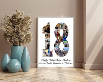 18th Birthday photo collage DIGITAL / Personalised gifts / personalised print / gift for 18th birthday / birthday gift / personalised