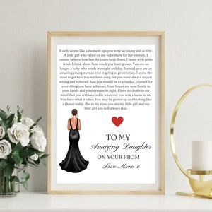 Impression de poème de bal de promo fille - cadeau de maman ou de papa - impression de bal de promo personnalisée