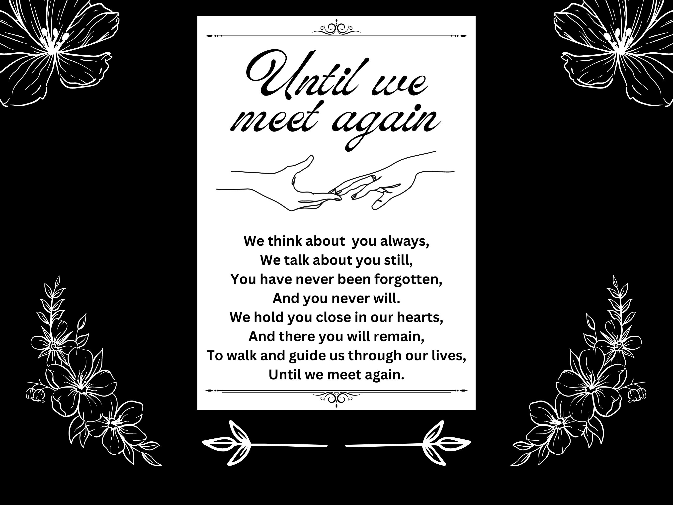 Until We Meet Again Poem Until We Meet Again Memorial Poem Wedding Memorial Sign Etsy
