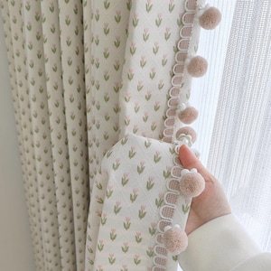 Pom Pom Curtain
Embroidered Curtain
Boho Curtain
Cottagecore Curtain
Kids Room Curtain
cottage curtain
linen look curtain
floral curtain
aesthetic curtain
sheer curtain
window curtain panel
girls room curtain
nursery curtain