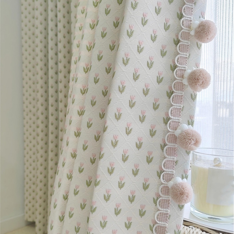 Pom Pom Curtain
Embroidered Curtain
Boho Curtain
Cottagecore Curtain
Kids Room Curtain
cottage curtain
linen look curtain
floral curtain
aesthetic curtain
sheer curtain
window curtain panel
girls room curtain
nursery curtain