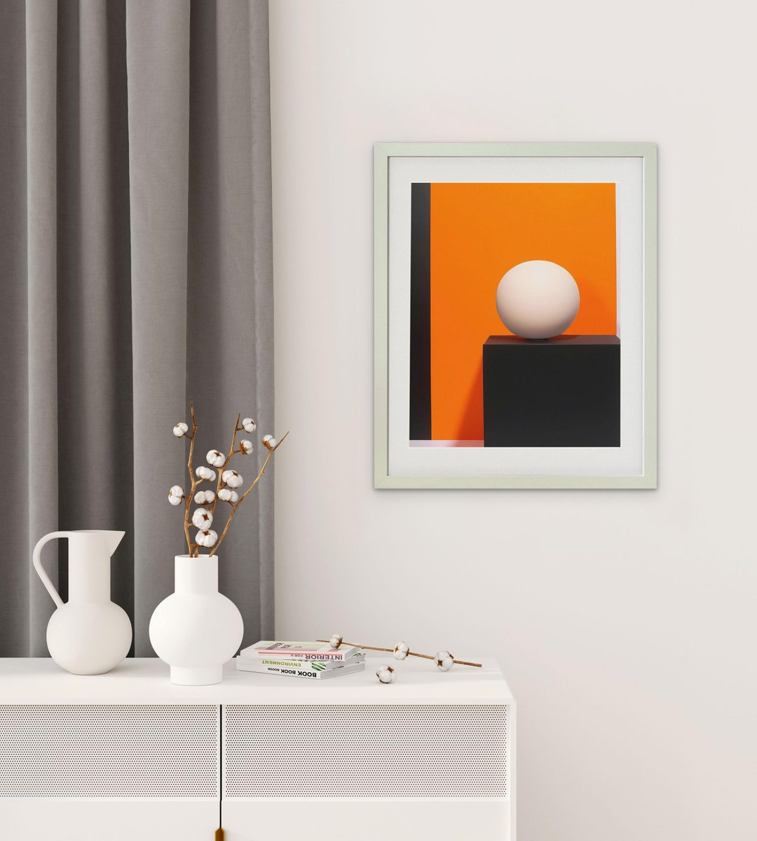 Orange and Black Wall Art, Geometric Wall Art, Wood Framed Wall Art