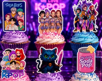Kpop Cupcake Toppers, Set Of 12