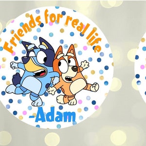 Personalized Bluey Thank You Stickers, Bluey Party Supplies