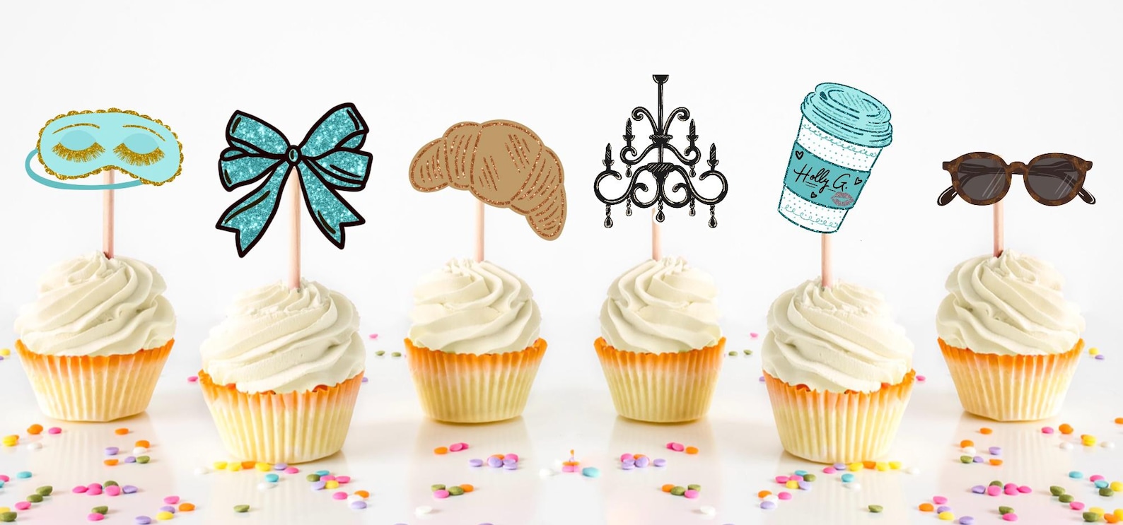 Breakfast At Tiffanys Inspired Cupcake Toppers