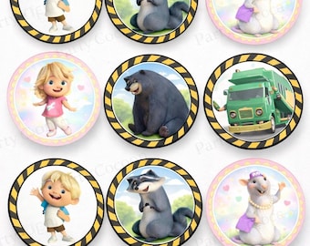 Digital Trash Truck Cupcake Toppers, DIY Party Decor
