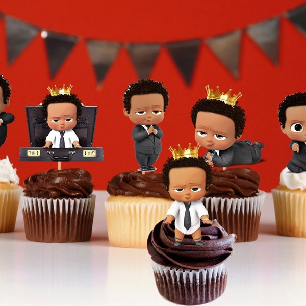 African American Baby Boss Cupcake Toppers