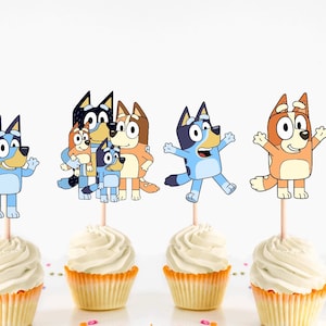 Bluey Cupcake Toppers, Bluey Party Supplies