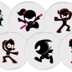 Ninja Kidz Balloon Stickers, Ninja Party Supplies