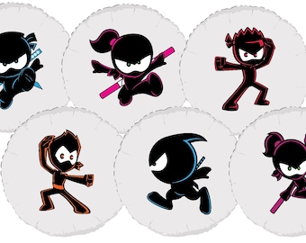 Ninja Kidz Balloon Stickers, Ninja Party Supplies