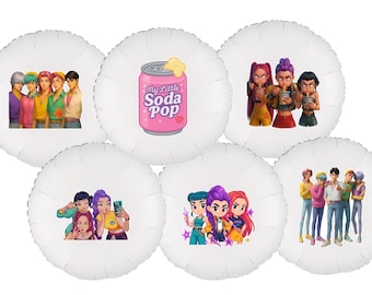 Kpop Balloon Stickers, Set of 6, Anime Party Decor