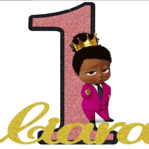 African American Baby Boss Girl Cake Topper