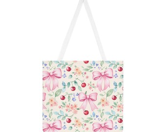 Floral Print Cotton Tote Bag: Lightweight Shoulder Bag