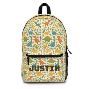 Sac à dos à imprimé dinosaure, cartable personnalisé pour enfant, sac de camping ou de voyage ludique, cadeau pour garçon, sac à dos pour enfant, nom personnalisé