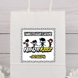 Personalized Ninja Kidz Thank You Stickers, Ninja Kidz Party Supplies