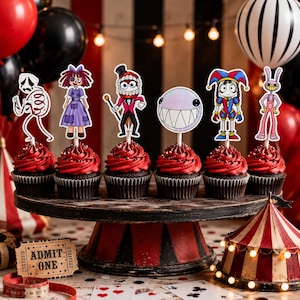 Amazing Digital Circus Cupcake Toppers (Set of 12)