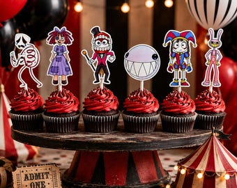 Amazing Digital Circus Cupcake Toppers (Set of 12)