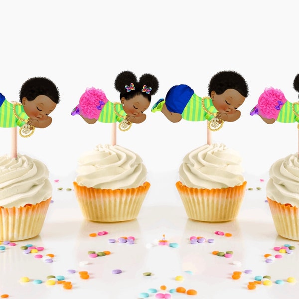 Fresh Baby Gender Reveal Cupcake Toppers