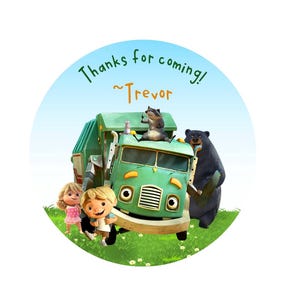 Personalized Trash Truck Thank You Stickers, Trash Truck Party Stickers Gift Bag Stickers Trash Truck Party Supplies