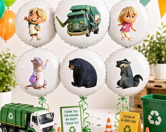 Trash Truck Balloon Stickers (Set of 6)