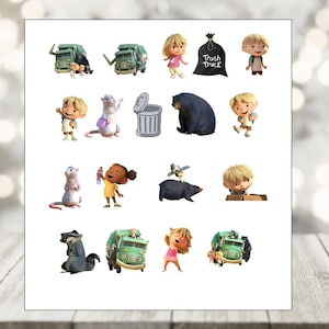 Trash Truck Sticker Sheet, Trash Truck Treat Bag Gift