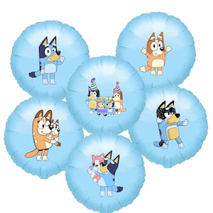 Bluey Family Balloon Stickers, Blue Dog Party Supplies, Bluey Party Supplies