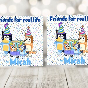 Personalized Bluey Thank You Stickers, Bluey Party Supplies