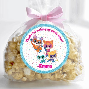 Superkitties Thank You Sticker, Super Kitties Loot Bag sticker, Personalized