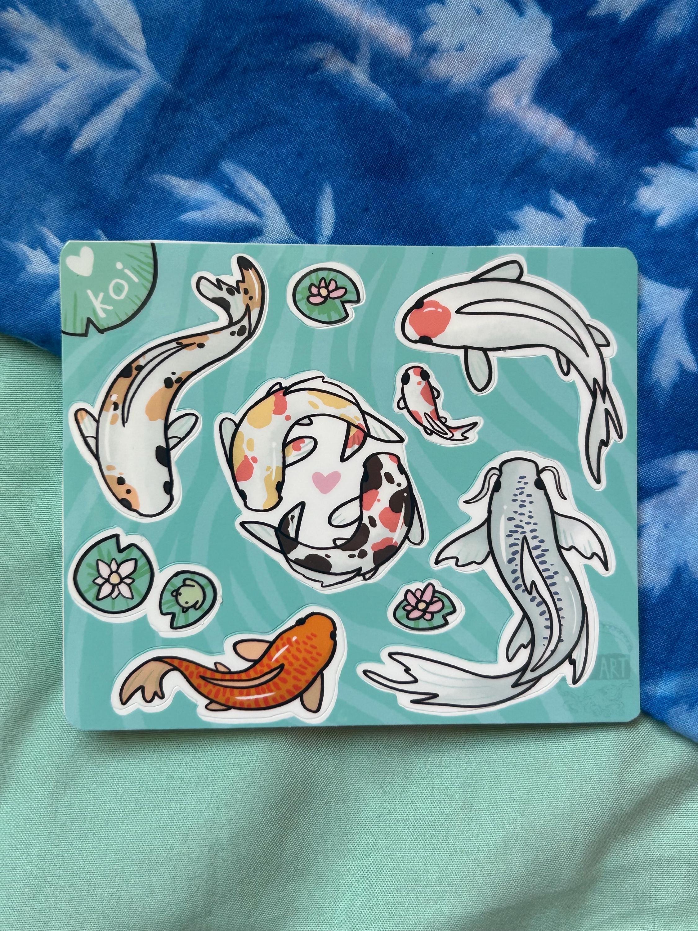 Koi Pond Fish Aquarium Japanese Carp Vinyl Sticker Sheet - Etsy