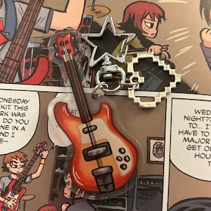 Scott Pilgrim bass guitar acrylic charm keychain