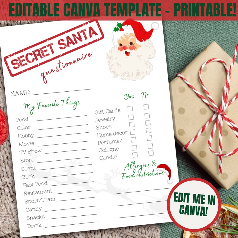 Secret Santa Tags Etsy