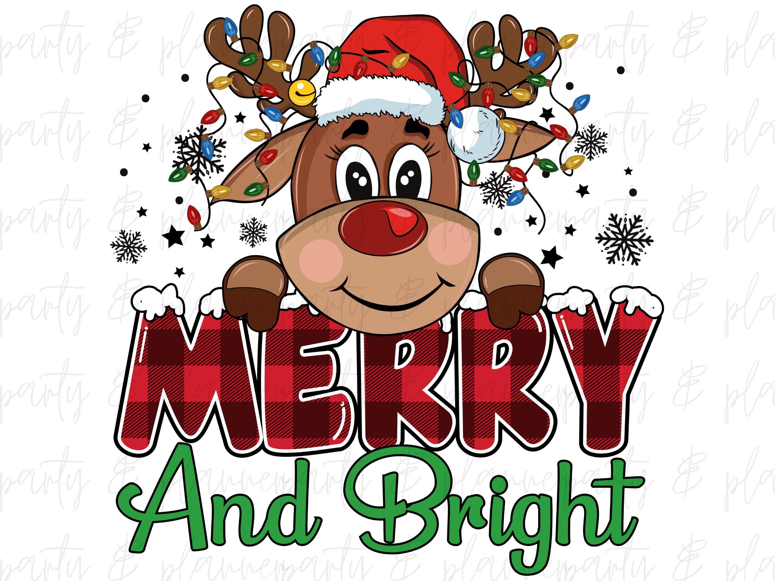 Merry and Bright PNG, Chrismas Reindeer Png, Christmas Kids Reindeer ...