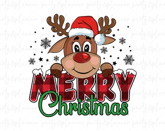 Merry Christmas Reindeer Printable, Cute Reindeer SVG, Merry Christmas SVG, Cartoon Christmas Reindeer Printable