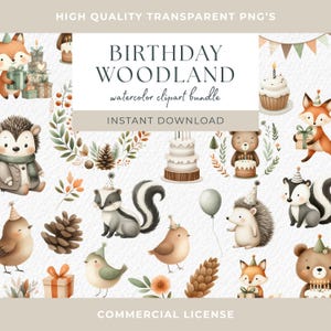 Boho Waldtiere Aquarell Clipart Bundle Geburtstag Karte machen Cute Boho Doodle Clip Art Kinderzimmer Dekor Baby Shower Waldtiere Png