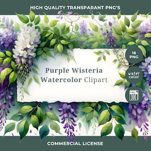 Aquarell Glyzinien Clipart, lila rosa und blau Glyzinien Blumen Clipart, Glyzinien Ränder, Blumenrahmen Clipart, elegante violette Blumen PNG