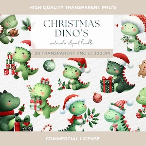 Kerst dinosaurus aquarel illustraties voor jongen kinderen peuter kerst dino groen aquarelle digitaal papier knutselen kleding dieren bundel