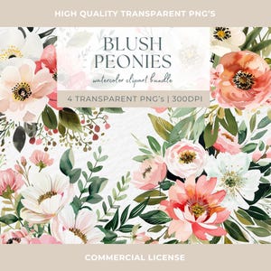 Pfingstrose Aquarell Blume Clip Art kommerzielle Nutzung Clipart Blumengesteck Pfingstrosen Strauß Hochzeit Elemente Junk Journal Bundle